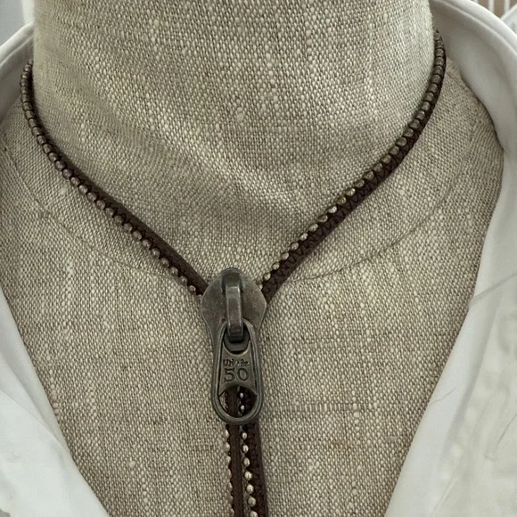 UNO de 50 Silver and Brown Zipper Necklace - Picture 1 of 4